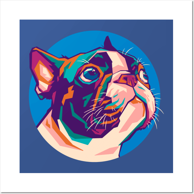 Boston Terrier Dog WPAP Wall Art by BAJAJU